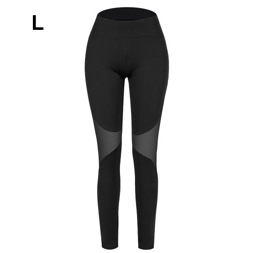 Pantalon De Yoga Taille Haute Noir Pour Femme, Legging En Maille, Pour Le Sport, Le Fitness (L)