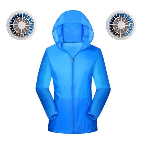 Veste De Protection Uv Pour Femme, Impermeable, Avec Ventilateur, Pour L'exterieur (Bleu, Xxxl)
