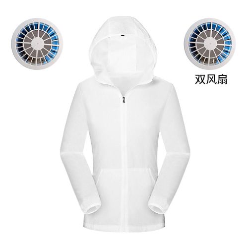 Veste De Protection Uv Pour Femme, Impermeable, Avec Ventilateur, Pour L'exterieur (Blanc, Xl)