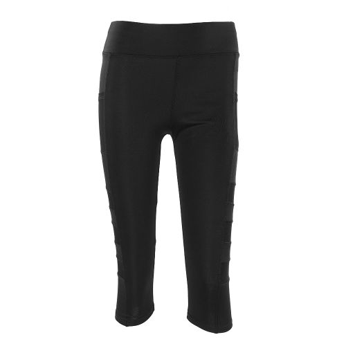 Pantalon De Yoga 3/4 Pour Femme, Vetement De Sport, De Musculation, Avec Poche Pour Telephone, Pantalon De Course Flexible (L)