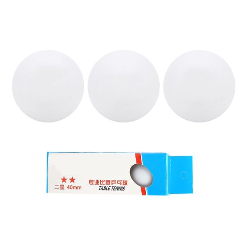Lot De 3 Balles De Ping-Pong Professionnelles En Plastique, 40 Mm, 2 Etoiles (Blanches)