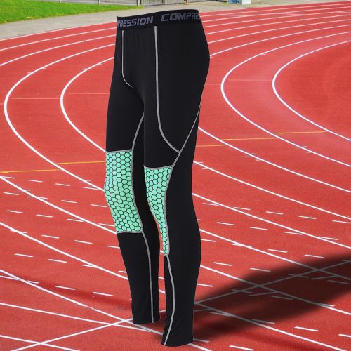 Leggings De Sport Pour Hommes, Pantalons De Sport, De Gym, De Yoga, De Course A Pied, De Fitness, D'entrainement, Noirs Et Verts, Taille L