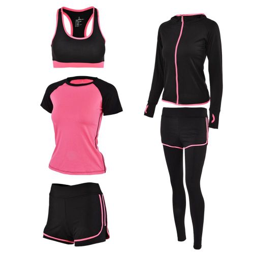 Ensemble De Sport 5 Pieces Pour Femme, Survetement De Yoga, Fitness, Gym (Rouge S)