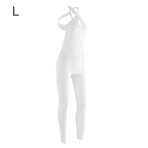 Tenue De Sport Une Piece Pour Femme, Ensemble De Yoga, De Gym, De Fitness, De Leggings Extensibles, De Course A Pied (Blanc L)