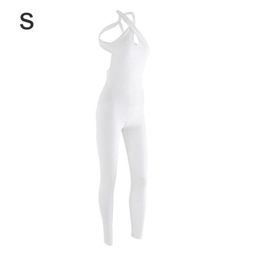 Tenue De Sport Une Piece Pour Femme, Ensemble De Yoga, De Fitness, De Course A Pied, Leggings Extensibles (Blanc, S)