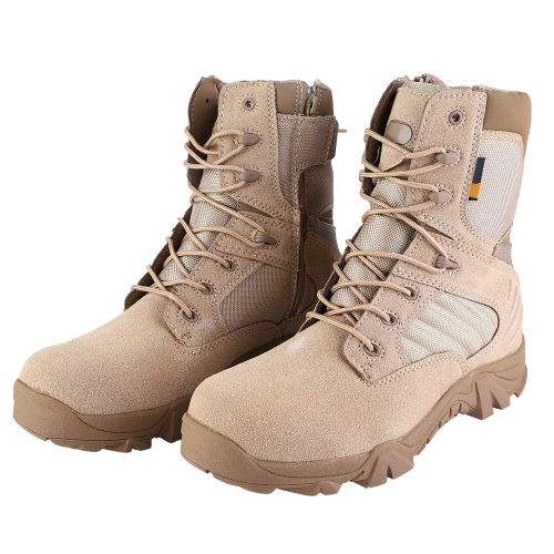 Chaussures De Randonnee Montantes Pour Hommes, Bottes De Combat Militaires (Couleur Sable)