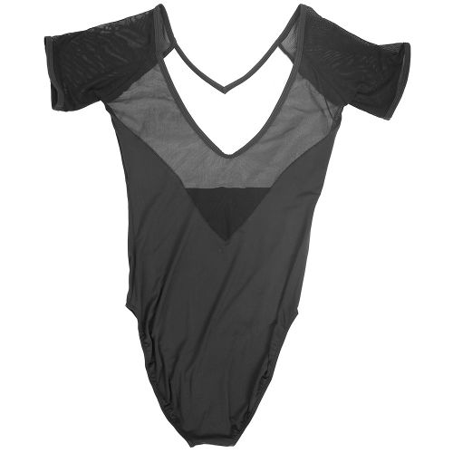 Tenue De Danse Elegante Pour Femme, Justaucorps De Danse A Manches Courtes, Dos Nu, Vetements D'entrainement (2xl)