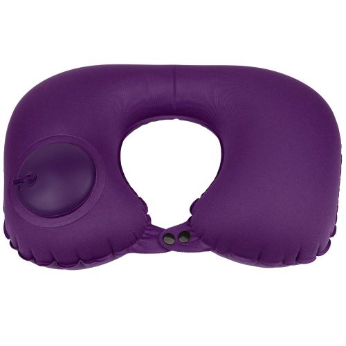 Oreiller de voyage gonflable en forme de U, support de cou, coussin d'exterieur pour bureau avec boucle (violet)