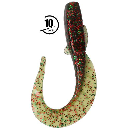 Lot De 10 Leurres De Peche Artificiels En Plastique Souple (Vert Herbe)