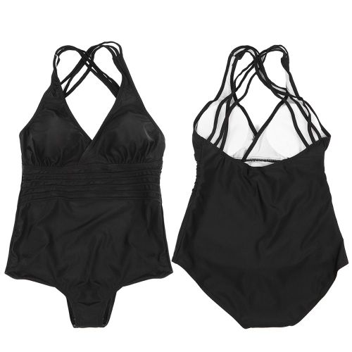 Maillot De Bain Une Piece Sexy Pour Femme, Couleur Unie, Rembourre, Dos Nu, Taille Xl