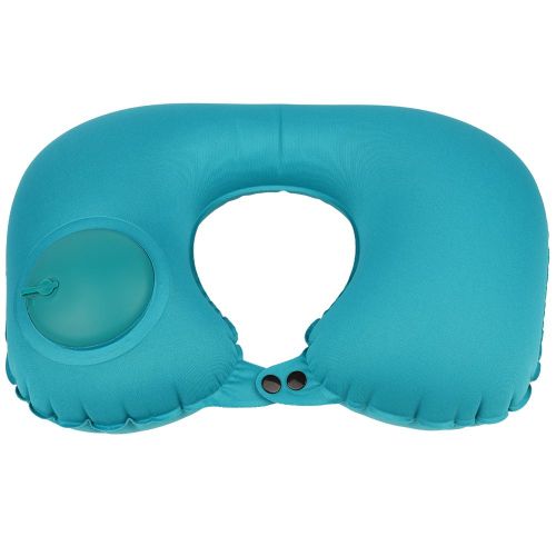 Oreiller de voyage gonflable en forme de U, support de cou, coussin d'exterieur pour bureau avec boucle (bleu)