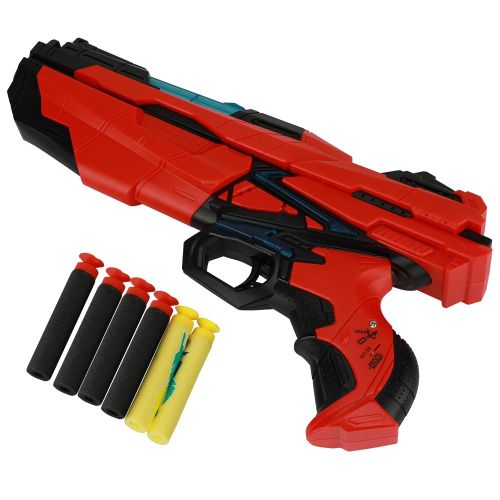 Pistolet electronique a balles souples avec son et lumiere, jeu d'exterieur pour enfants (rouge)