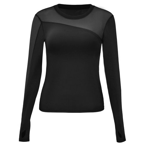 Vetements De Sport A Manches Longues Pour Femmes, En Maille, Pour Entrainement, Fitness, Sechage Rapide (Noir, Taille L)