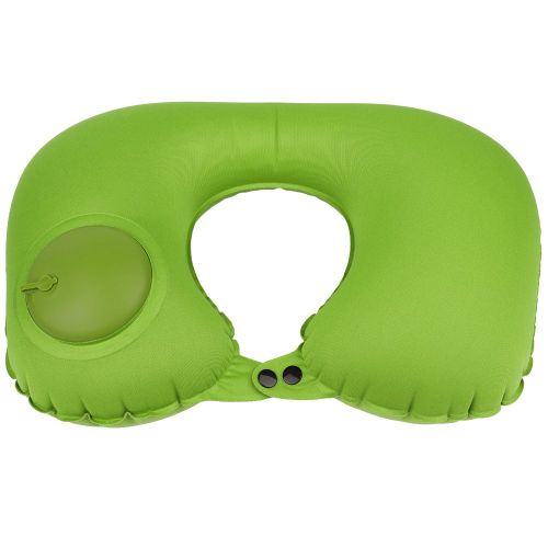 Oreiller de voyage gonflable en forme de U, support de cou, coussin d'exterieur pour bureau avec boucle (vert)