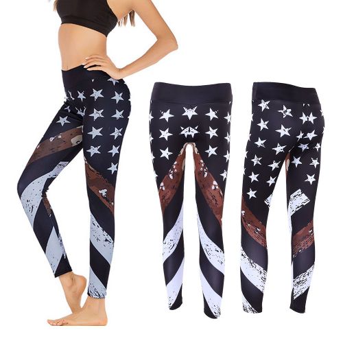 Leggings De Sport A Sechage Rapide Pour Femmes, Imprime Etoiles, Pantalon Elastique, Pour Le Yoga, La Course A Pied, Le Fitness, Taille S