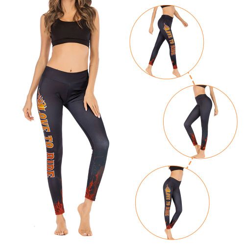 Leggings De Sport A Sechage Rapide Pour Femme, Imprime Lettres, Pour Gym, Yoga, Course A Pied, Fitness, Pantalon Athletique, Taille S