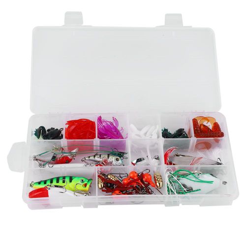 Kit D'accessoires Pour Leurres De Peche, 100 Pieces, Leurres Durs, Crayons, Poppers, Vers Souples, Boite