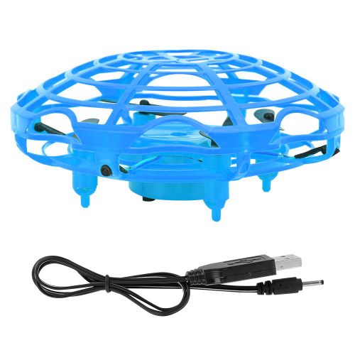 Mini avion volant a capteur UFO rechargeable par USB, controle a la main, pour enfants, bleu