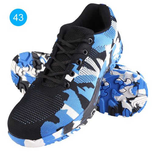 Chaussures De Securite Anti-Perforation Pour Homme, Embout En Acier, Camouflage, Bleu, Pointure 43