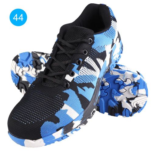 Chaussures De Securite Anti-Perforation Pour Homme, Embout En Acier, Camouflage, Bleu, Pointure 44