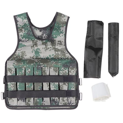 Gilet Leste Reglable Pour Exercices Sportifs, Fitness, Entrainement, Charge 20 Kg (Camouflage)