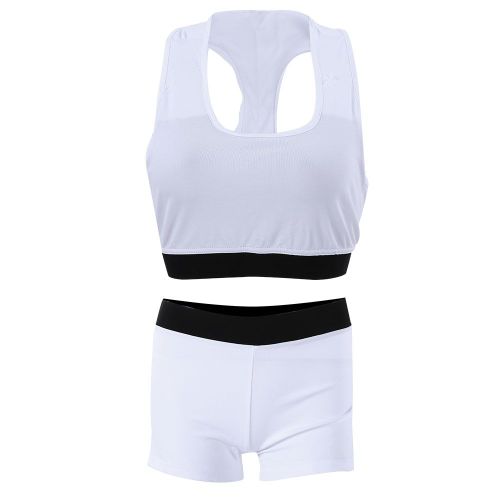 Ensemble De Sport Tendance Pour Femme, Soutien-Gorge Et Short, Pour Gym, Fitness, Yoga, Entrainement, Blanc, Taille S