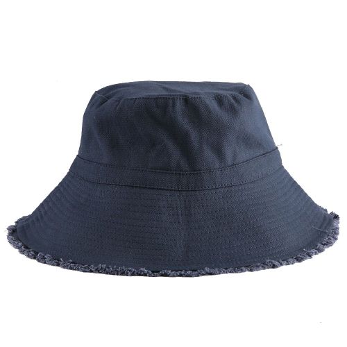 Chapeau De Pecheur A Large Bord Pour Homme Et Femme, Casquette Souple A Pompon (Bleu Marine)