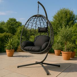 Fauteuil Suspendu Effet Rotin Noir Cuzco
