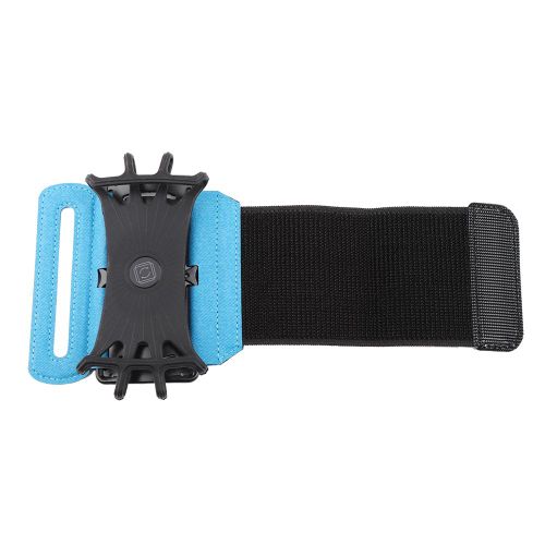 Brassard De Sport Universel Rotatif A 180 Degres Pour Telephone Portable Avec Support Pour Ecouteurs (Bleu)
