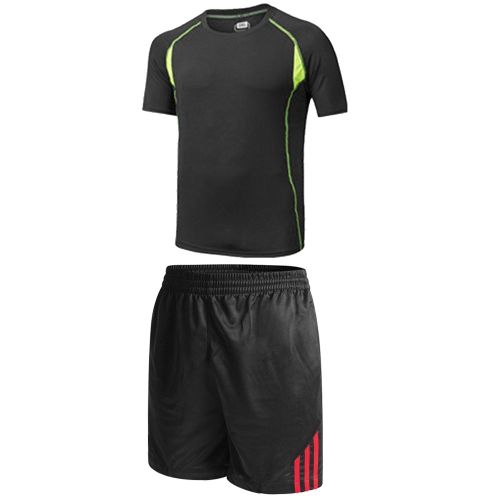 Survetement De Sport Pour Homme, Respirant, Manches Courtes, Short Elastique, Ete (Noir, Taille 2xl)