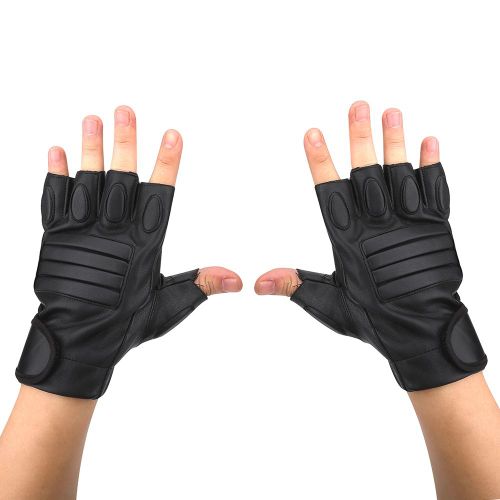 Gants Demi-Doigts En Cuir Pu Resistant Pour Sports De Plein Air, Cyclisme, Moto, Conduite