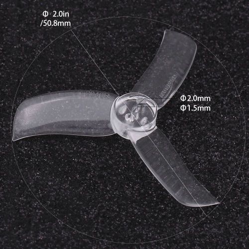 Helices quadricopteres a 3 pales CW CCW 2040 pour mini drone de course (transparentes)