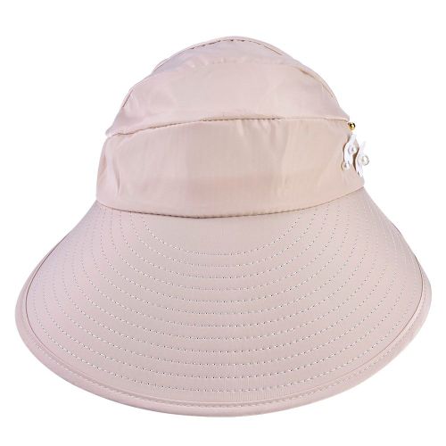 Casquette Elegante Pliable A Large Bord Pour Femme, Chapeau Pare-Soleil Respirant (Beige)