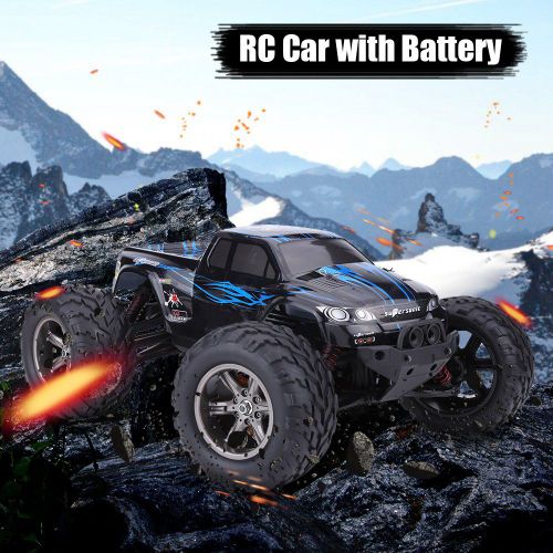 Voiture telecommandee a quatre roues motrices 2,4 GHz, modele reduit RC 1:12, bleu
