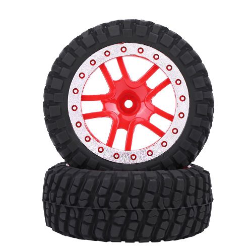 Lot de 2 pneus en caoutchouc avec moyeux pour voiture telecommandee 1:10, chenille, camion court