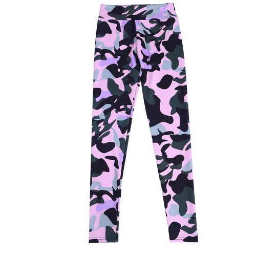 Pantalon De Sport Pour Femme, Yoga, Course A Pied, Fitness, Entrainement, Athletique, Camouflage Violet Et Noir, Taille S