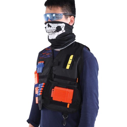 Gilet tactique pour enfants, pistolet jouet, clip, veste, porte-balles et munitions (entierement equipe)