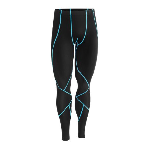 Pantalon De Sport Moulant Et Elastique Pour Homme, Ideal Pour Le Fitness, L'entrainement, La Gym, La Course A Pied (Rayures Bleues) (M)