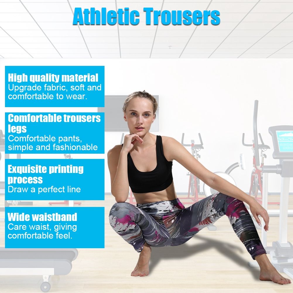 Leggings De Sport Pour Femmes, Peinture A L'encre, Gymnastique, Yoga, Course A Pied, Fitness, Entrainement, Pantalon Athletique, Taille M