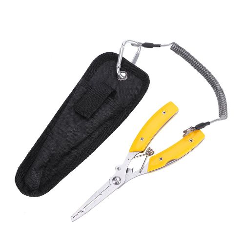 Pince A Poisson Multifonction, Ciseaux, Arrache-Hamecon, Coupe-Fil De Peche, Accessoire De Peche (Jaune)