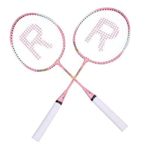 Raquette De Badminton En Alliage De Fer Durable, Design De Dessin Anime, Pour L'entrainement Des Enfants (Rose)