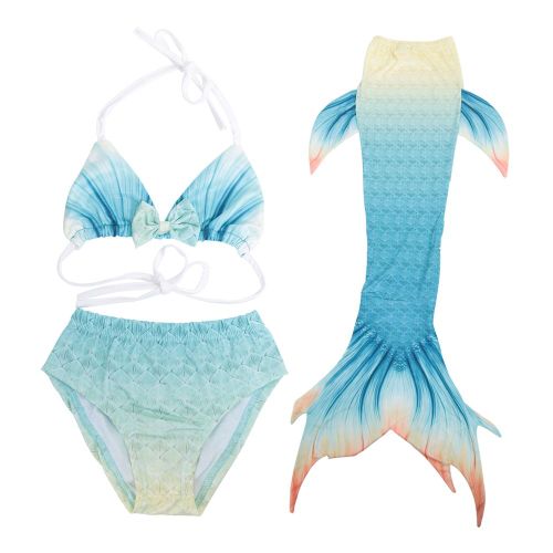 Maillot De Bain Trois Pieces Pour Enfants, Ensemble Bikini Queue De Poisson (140)