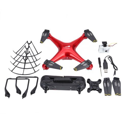 Drone Telecommande 2,4 Ghz Avec Camera 720p Et Controleur Pliable (Rouge)-Qhfen