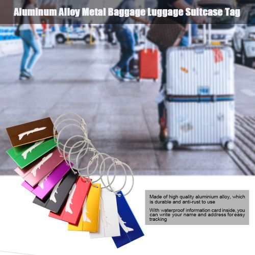 Lot de 9 etiquettes de bagages en alliage d'aluminium, etiquette d'adresse, carte d'identite pour voyage