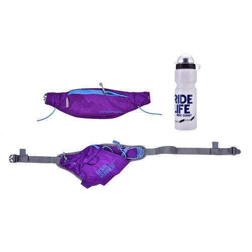 Sac banane multifonction TUBAN avec bouteille d'eau pour sports de plein air (violet et bleu)