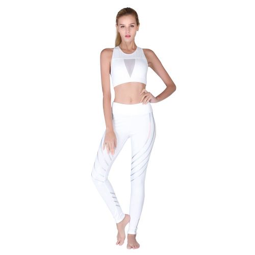 Pantalons De Fitness Pour Femmes, Collants De Sport, De Course A Pied, De Compression, D'entrainement, De Yoga, Leggings Longs (Blanc-L)