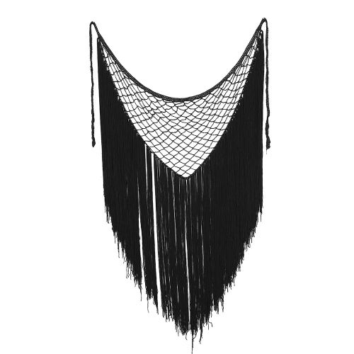 Foulard Pour Femme Avec Longs Pompons Pour Danse Du Ventre Et Danse Latine (Noir)