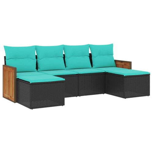 Vidaxl Salon De Jardin 6 Pcs Avec Coussins Noir Résine Tressée