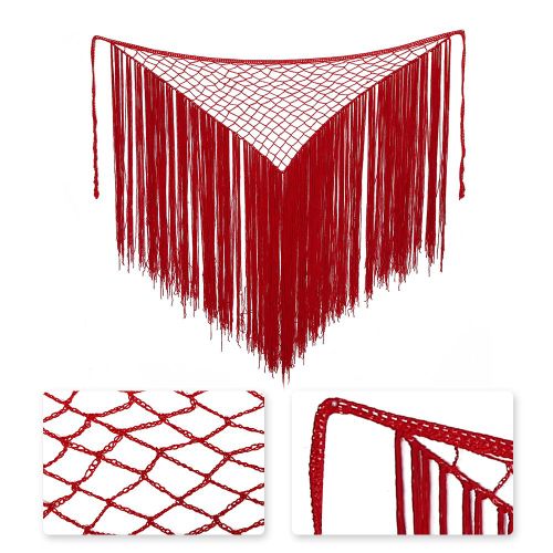 Foulard Pour Femme Avec Longs Pompons Pour Danse Du Ventre Et Danse Latine (Rouge)