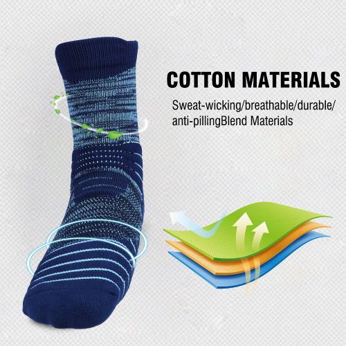 1 Paire De Chaussettes De Sport Elastiques Respirantes A Rayures En Coton Pour Homme (Bleu)
